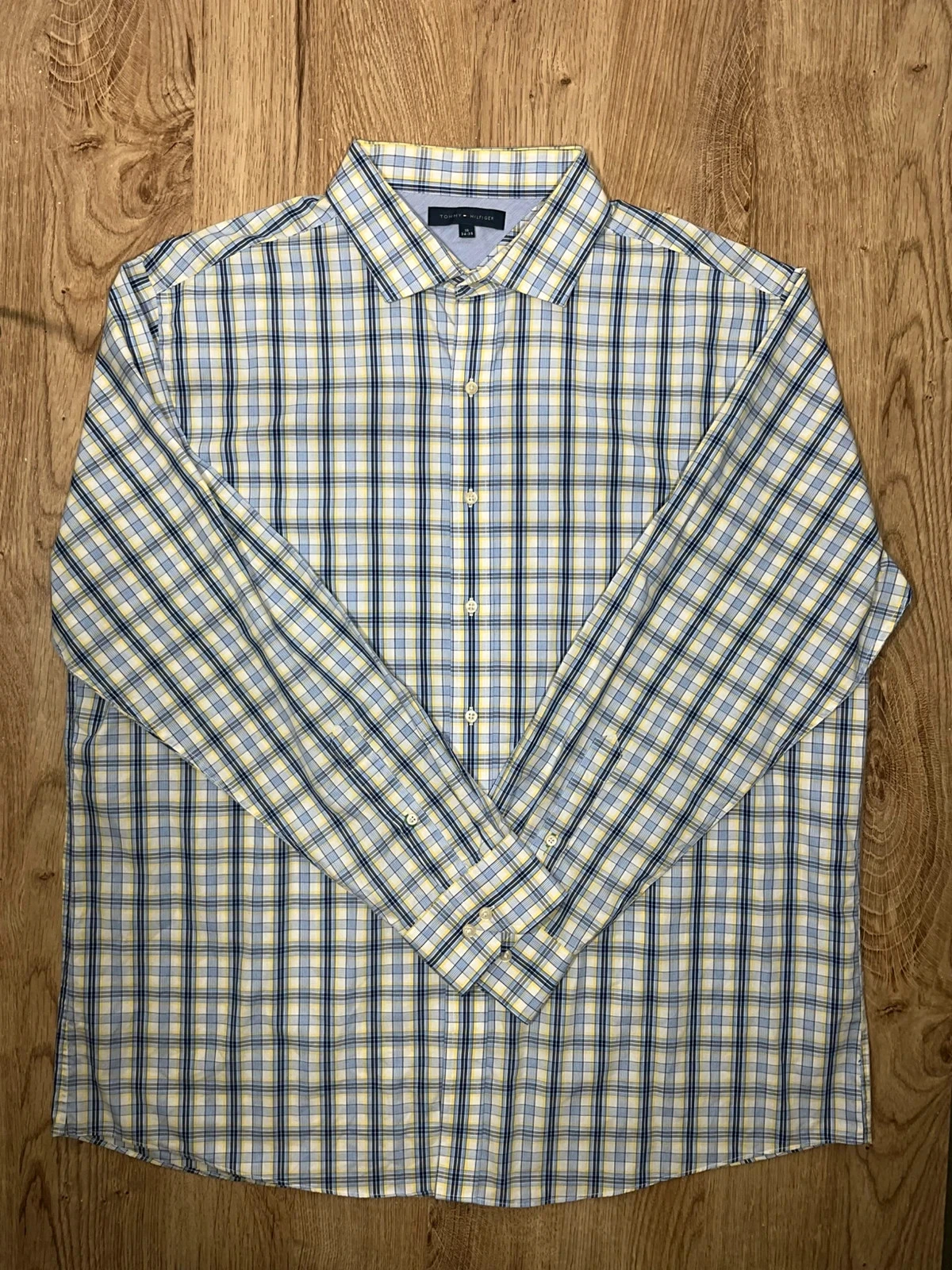 Chemise Tommy Hilfiger Taille 18 34-35 Prepy Coton Bleu Jaune Carreaux – photo 2